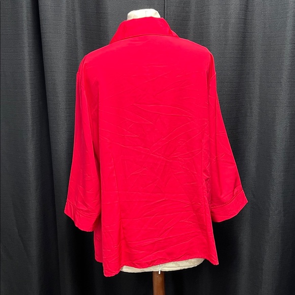 Notations Vibrant Red Button-Front Blouse - Picture 3 of 6